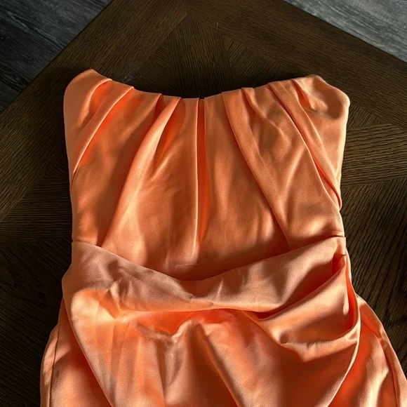 HOUSE OF CB ALORA TANGERINE STRAPLESS CORSET MIDI DRESS, Size Small,$255 - Picture 12 of 15